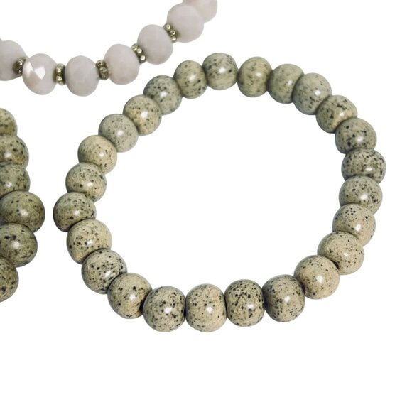 Lot Of 3 Stretch Bracelets - Pink And Tan With Speckles (6113) - Picture 4 of 4